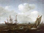 Hendrik Cornelisz. Vroom A Dutch Ship and Fishing Boat in a Fresh Breeze Sweden oil painting artist